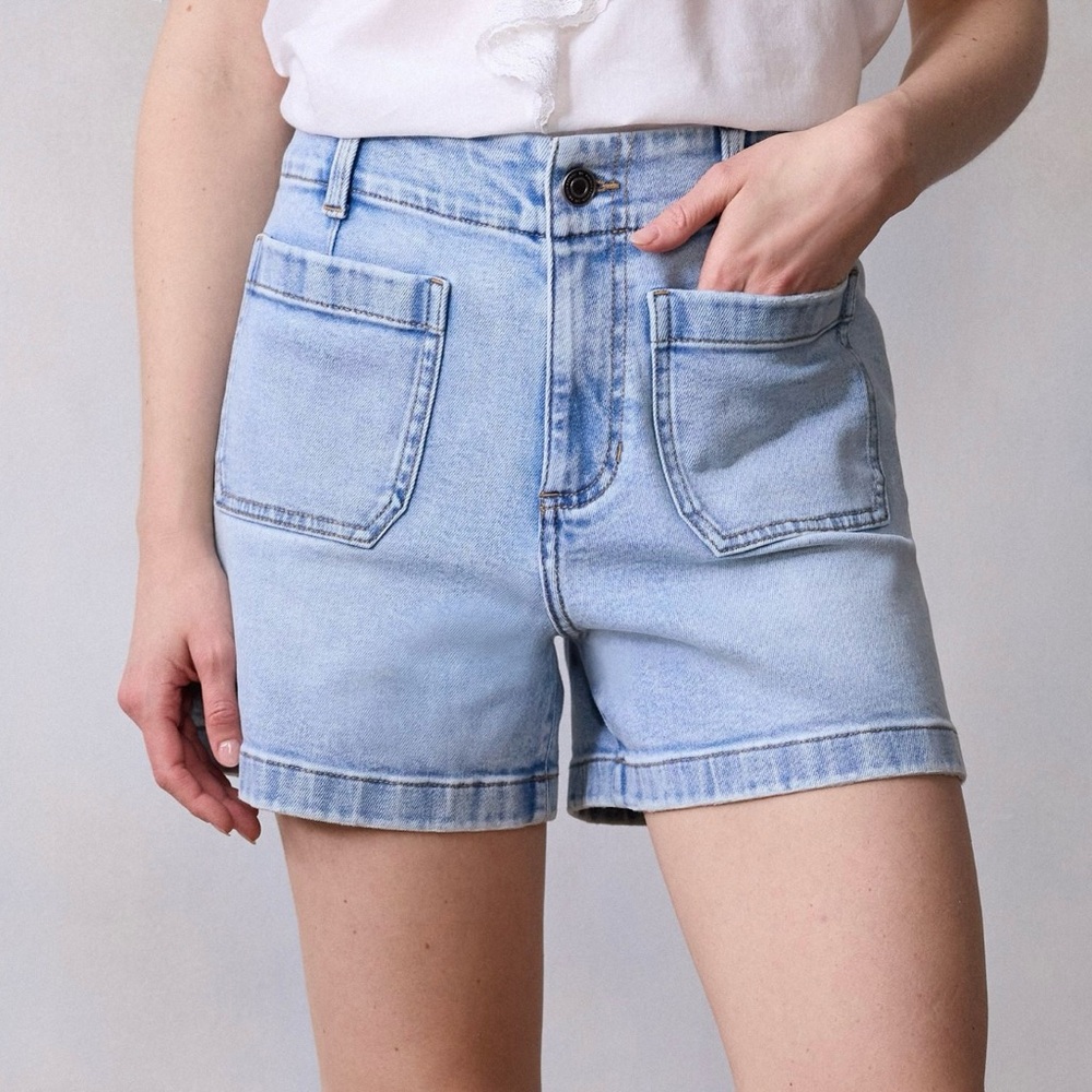 LC Lauren Conrad High Waist Light Blue Denim Shorts